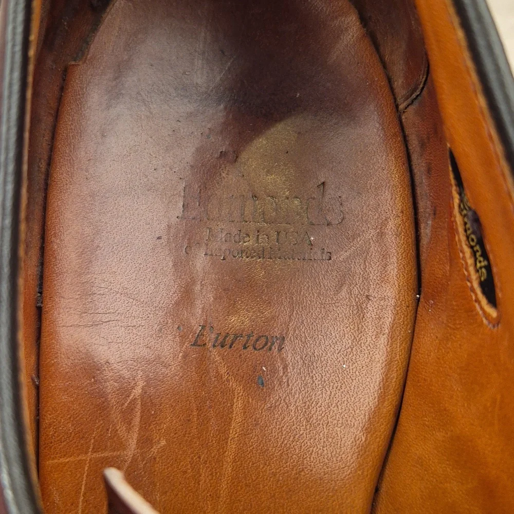 ALLEN EDMONDS‎ Burton Dark Brown Leather Sz 9.5 D Oxfords Mens Dress Shoes